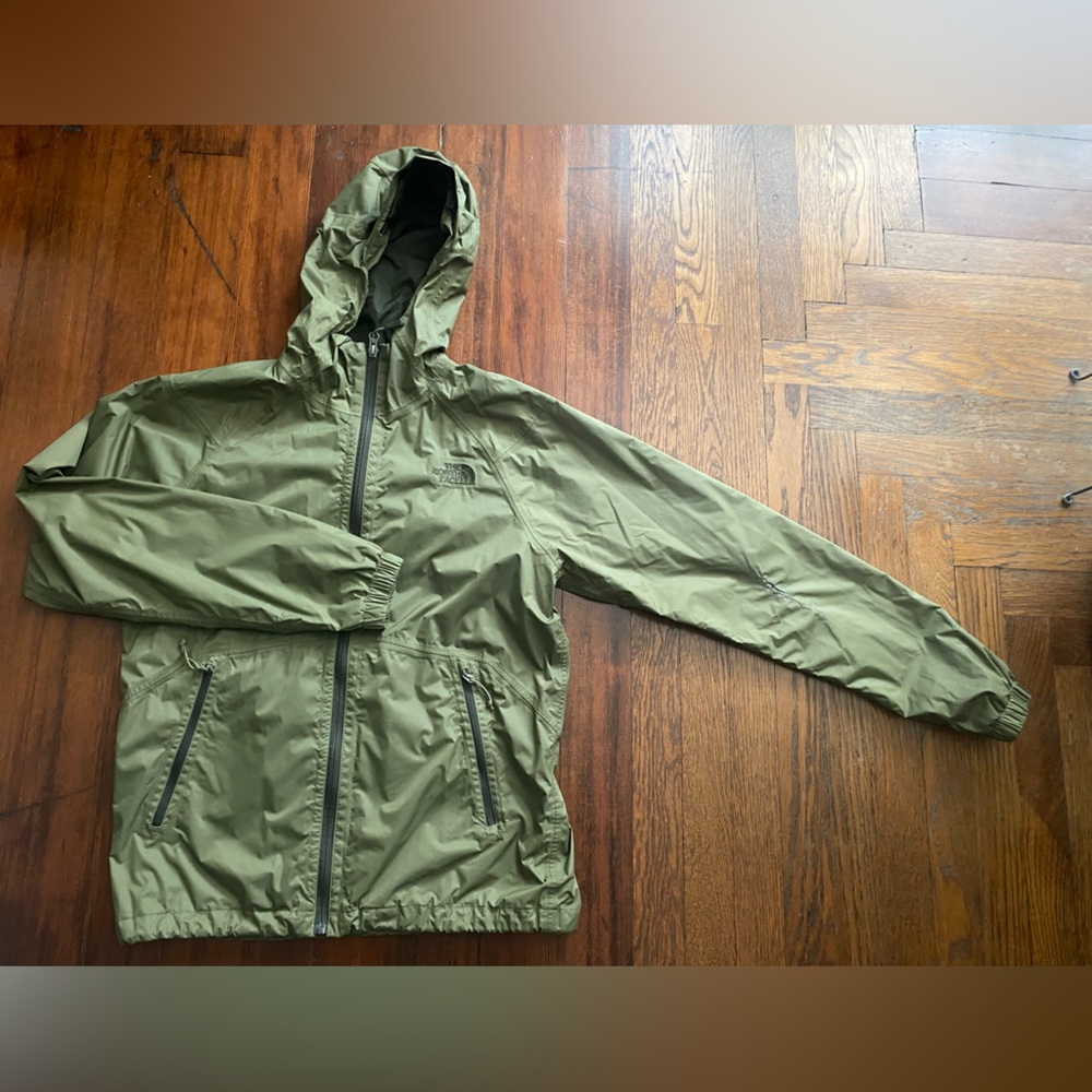 North face green rain jacket rain shell